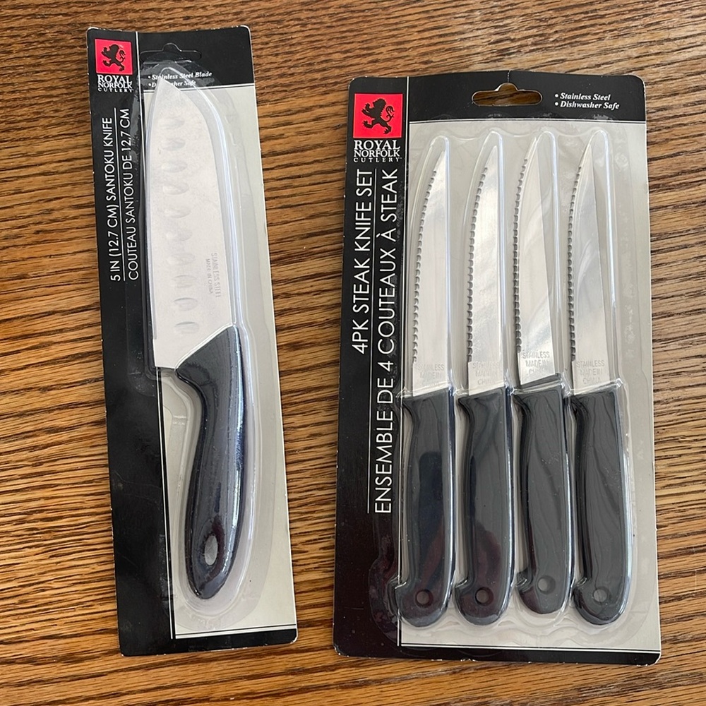 2 sealed 1-5” Santoku knife, 4PK steak knife set